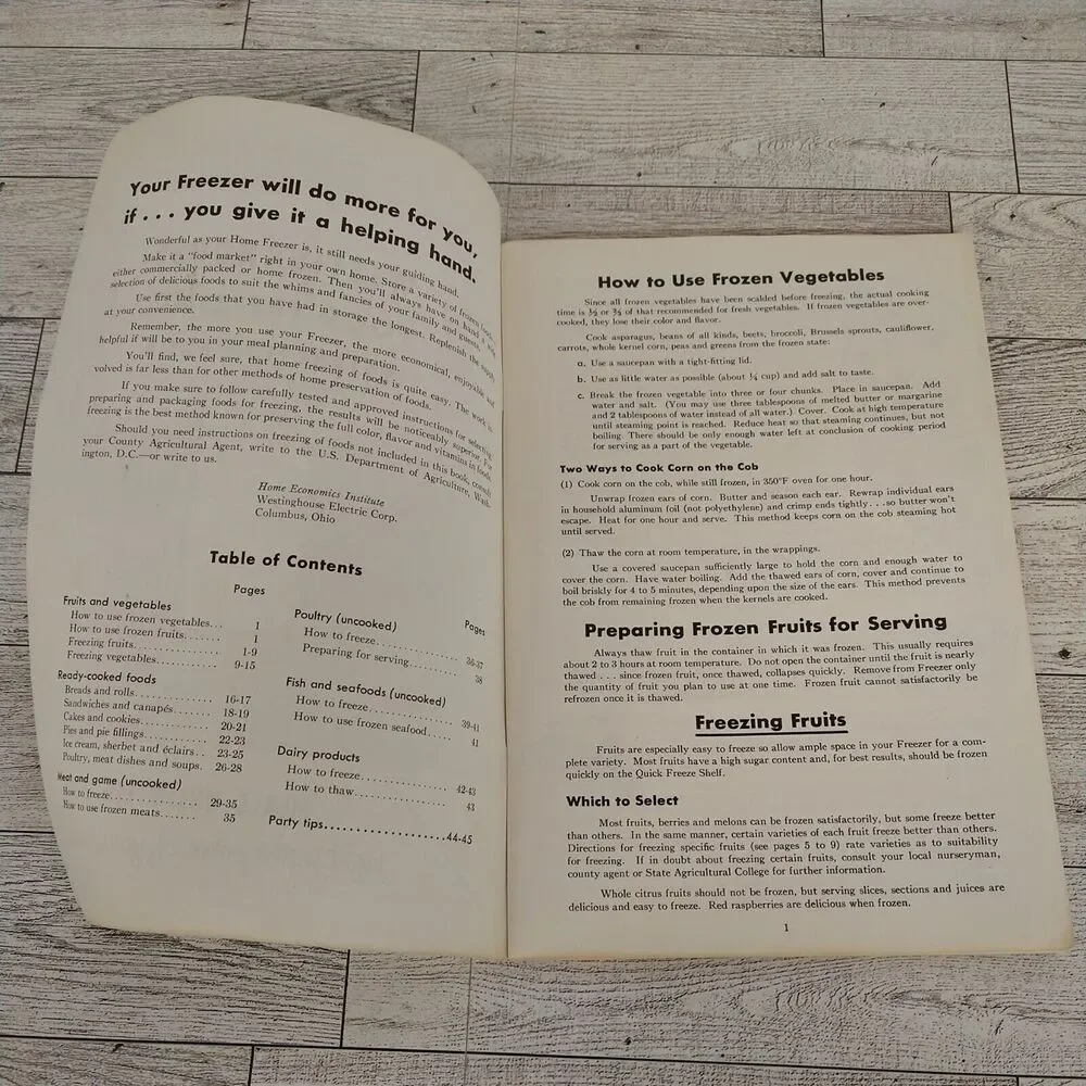 Vtg‎ Westinghouse Food Freezing Instruction Book Cookbook - Illustrated